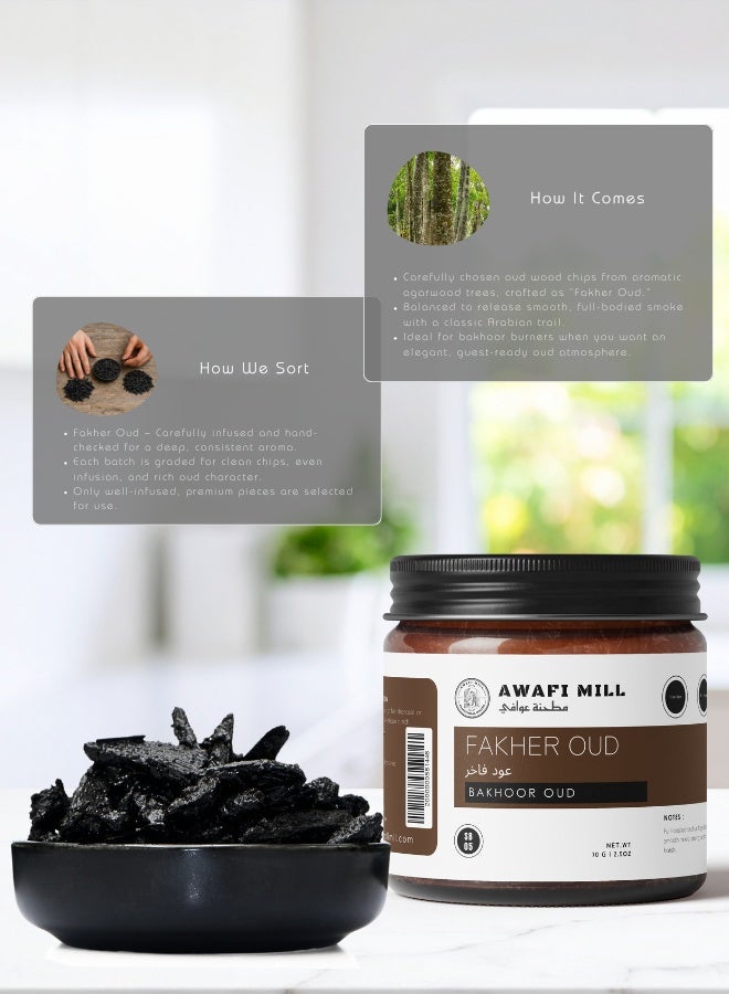 AWAFI MILL Fakher Oud Bakhoor 70g (2.5 oz) | Full-Bodied Oud with Golden Amber & Smooth Musk | Rich, Long-Lasting Aroma | For Charcoal or Electric Burner | Sophisticated Home Fragrance - Image 4